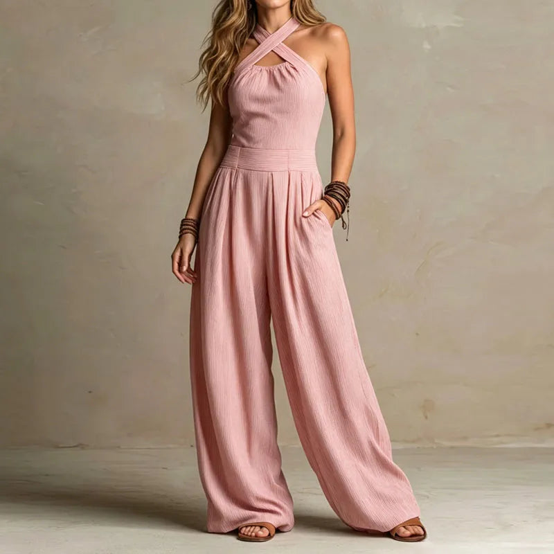 Yuna | Jumpsuit mit Halterneck und weitem Bein