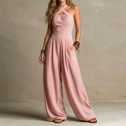 Yuna | Jumpsuit mit Halterneck und weitem Bein