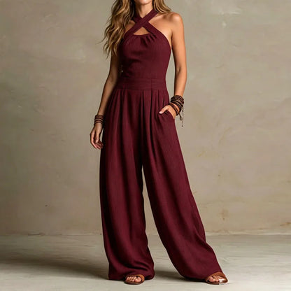 Yuna | Jumpsuit mit Halterneck und weitem Bein
