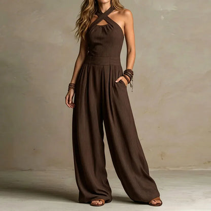 Yuna | Jumpsuit mit Halterneck und weitem Bein