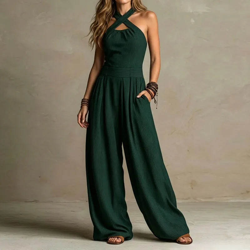 Yuna | Jumpsuit mit Halterneck und weitem Bein