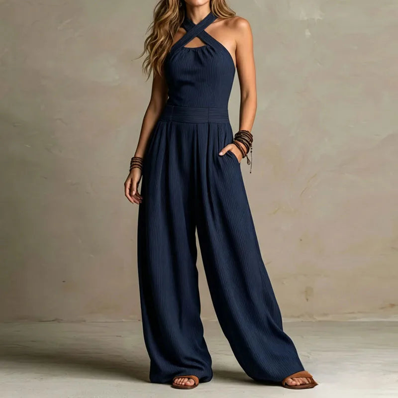 Yuna | Jumpsuit mit Halterneck und weitem Bein
