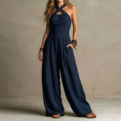 Yuna | Jumpsuit mit Halterneck und weitem Bein